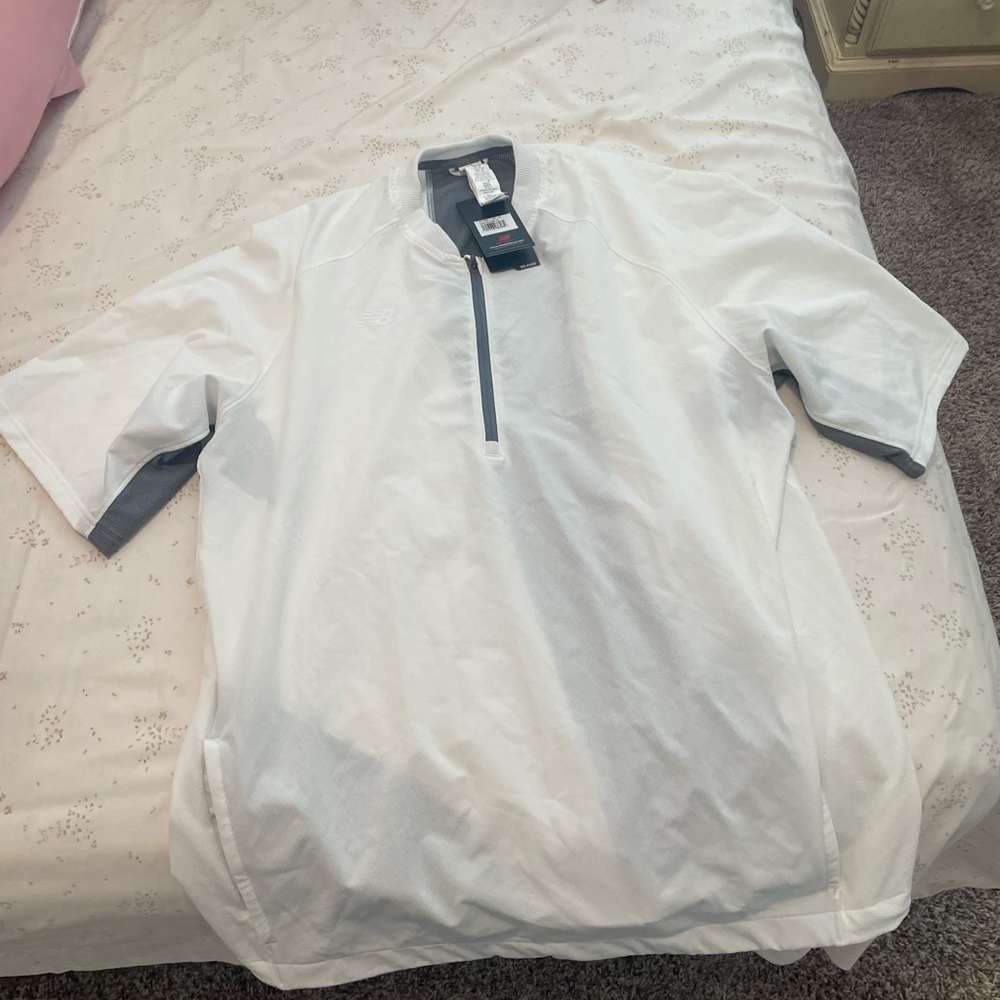 White and Gray Half-Zip Shirt new balance batting jacket shirt